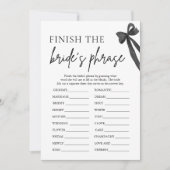 弓で花嫁のフレーズをブライダルシャワーゲーム 招待状 (正面)