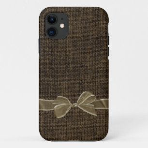 弓で茶色のリネン iPhone 11 ケース