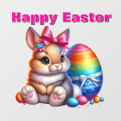 弓とイースターエッグカラフルのかわいいバニー ウィンドウサイン (シート)