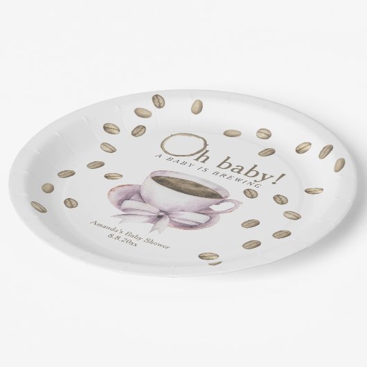 弓とコーヒー醸造ベビーシャワー ペーパープレート (アングル)