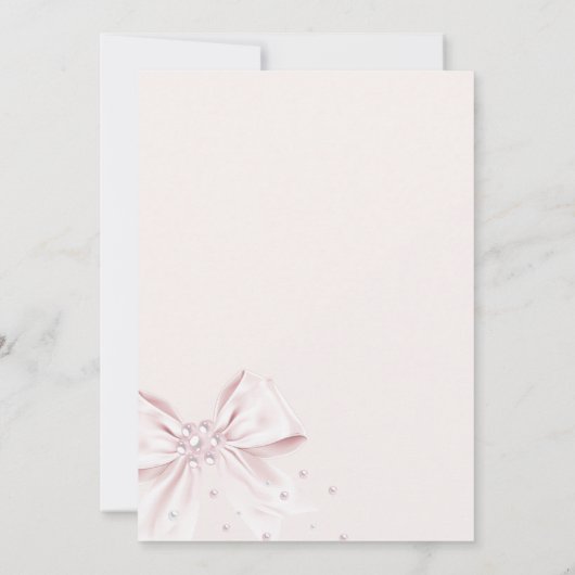 弓とバブルピンクのブライダルシャワーの招待 招待状 (裏面)