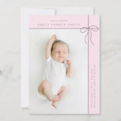 弓とラインかわいいポートレート独身のフォトカード 案内状 (正面)