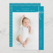 弓とラインかわいいポートレート独身のフォトカード 案内状 (正面/裏面)