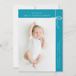 弓とラインかわいいポートレート独身のフォトカード 案内状