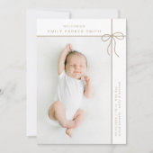 弓とラインかわいいポートレート独身のフォトカード 案内状 (正面)