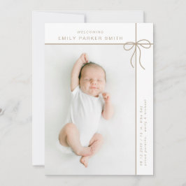 弓とラインかわいいポートレート独身のフォトカード 案内状