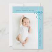 弓とラインかわいいポートレート独身のフォトカード 案内状 (正面)