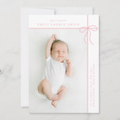 弓とラインかわいいポートレート独身のフォトカード 案内状 (正面)