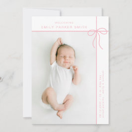 弓とラインかわいいポートレート独身のフォトカード 案内状