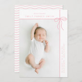 弓とラインかわいいポートレート独身のフォトカード 案内状 (正面/裏面)