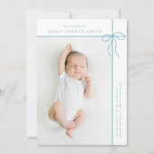 弓とラインかわいいポートレート独身のフォトカード 案内状 (正面)