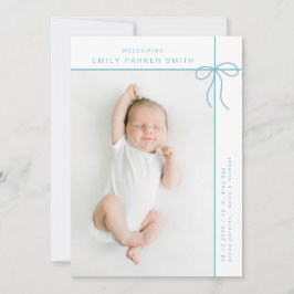 弓とラインかわいいポートレート独身のフォトカード 案内状