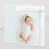 弓とラインかわいいポートレート独身のフォトカード 案内状 (正面/裏面)