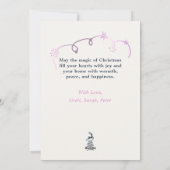 弓と木の落書き パステル ラベンダー ホリデー カード (裏面)