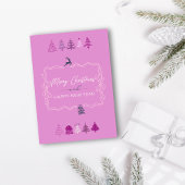 弓と木の落書き パステル ラベンダー ホリデー カード