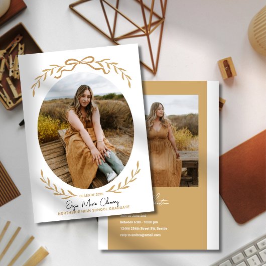 弓と枝の卒業写真招待状 招待状