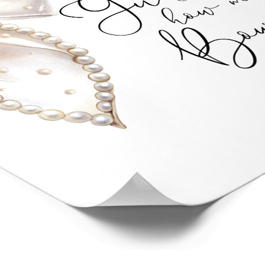 弓と真珠の赤ちゃんシャワー弓ベビー ポスター (角)