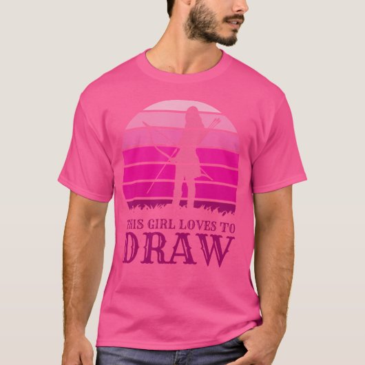 弓と矢の女の子のアーチェリーこの女の子はドラに大好き Tシャツ (正面)