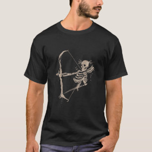 弓と矢を持つアーチェリーデザイン骨格射手 Tシャツ