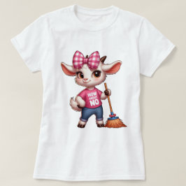 弓と箒で愛らしい漫画ヤギ Tシャツ