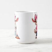 弓と箒を持つ漫画のヤギ コーヒーマグカップ (中央)