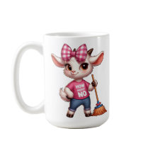 弓と箒を持つ漫画のヤギ