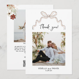 弓と花結婚のThank you photo Qr scan サンキューカード