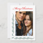 弓と花飾り - 写真 & クリスマスメッセージ シーズンカード (正面)