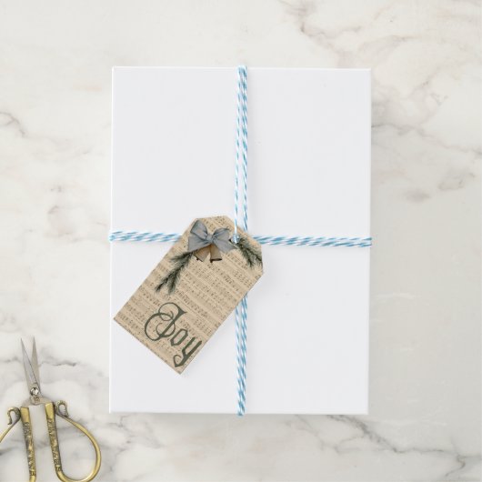 弓と鈴の贈り物ラベルで世界に喜び ギフトタグ (より糸付き)