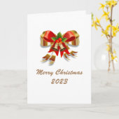 弓と鐘メリークリスマスカード カード (黄色い花)