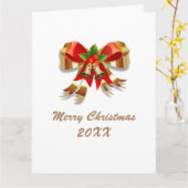 弓と鐘メリークリスマスカード カード (黄色い花)