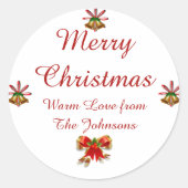 弓と鐘メリークリスマスステッカー ラウンドシール (正面)