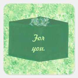 弓のシール付きグリーンクリスマス スクエアシール