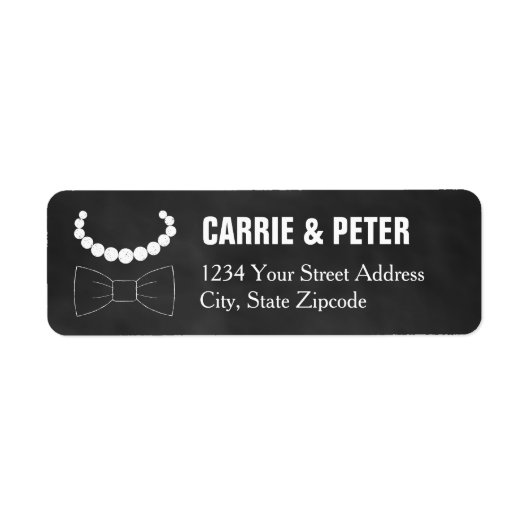 弓のネクタイと結婚真珠 ラベル (正面)