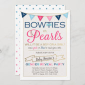 弓のネクタイまたは真珠ジェンダーの明らかにするパーティの招待状 招待状 (正面/裏面)