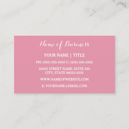 弓のハートガーリーと栄養のあるピンクのダイエットリンゴ 名刺 (裏面)