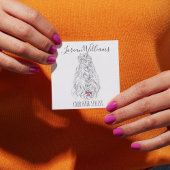 弓のヘアスタイリング付き長い波状の髪のブランディング スクエア名刺