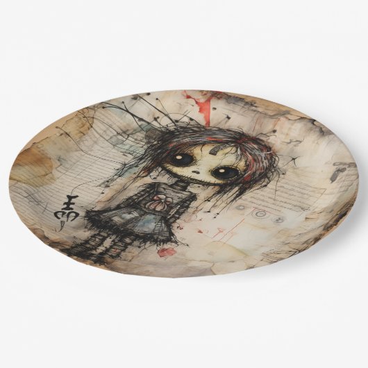 弓の不気味な人形 ペーパープレート (アングル)