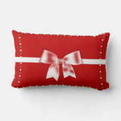 弓の付いた赤いクリスマス枕 ランバークッション (裏面)