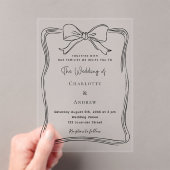 弓の手を引いた黒い澄ん結婚の アクリル招待状 (インサイチュ (ポータブル))