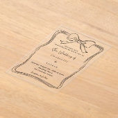 弓の手を引いた黒い澄ん結婚の アクリル招待状 (レイダウン)