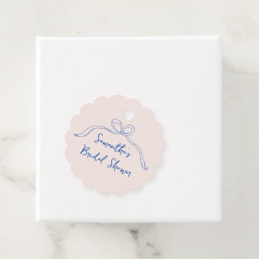 弓の手描きの何か青い結婚式前の披露宴 フェイバータグ (インサイチュ)