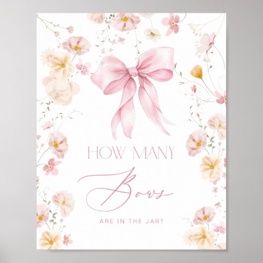 弓の数赤面ピンクの赤ちゃんシャワーフローラ ポスター (正面)