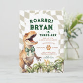 弓の水彩誕生日付き轟音ヴィンテージ恐竜 招待状 (スタンド正面)