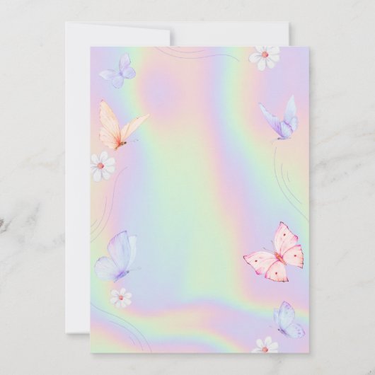 弓の花蝶ホログラフィックベビーシャワー 招待状 (裏面)