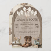 弓またはブーツ素朴なボホジェンダーがパーティーを明かす 招待状 (正面/裏面)