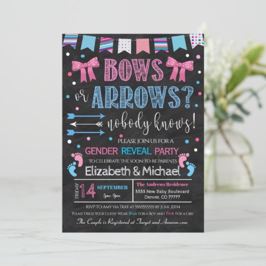 弓または矢印ジェンダー表示招待状 招待状 (スタンド正面)