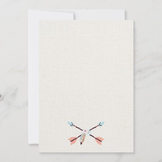 弓または矢印ジェンダー赤ちゃんシャワー招待状 (裏面)