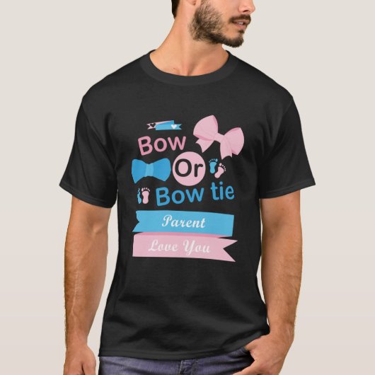 弓または蝶ネクタイ親愛あなたジェンダーを明かすパーティー Tシャツ (正面)