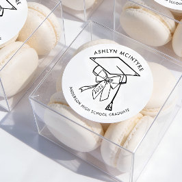 弓を付けたミニマルな卒業キャップ ラウンドシール